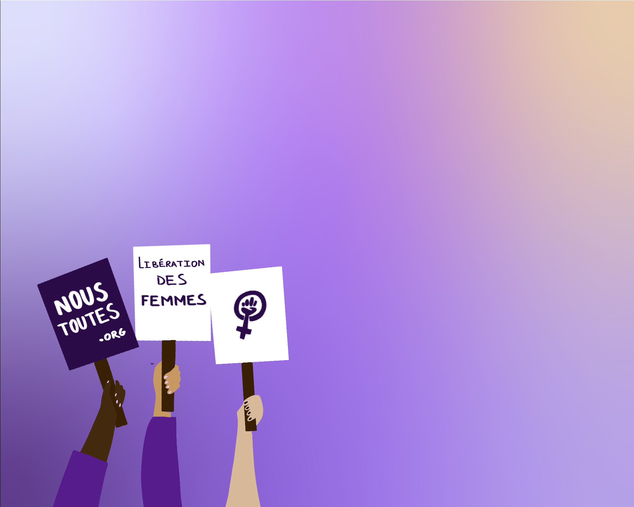 illustration de pancartes sur la manifestion pour le droit des femmes